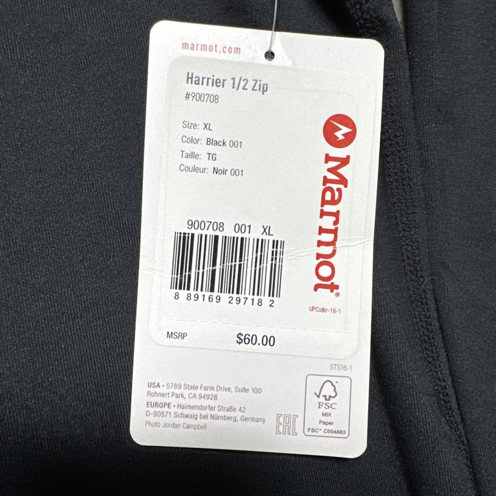 Marmot Harrier 1/2 Zip Pullover Mens XL Black Dr. Pepper Long Sleeve Hiking NEW - Picture 5 of 15